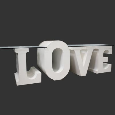 Image two of LOVE Table- White Wood
