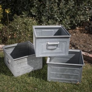 Vineyard Zinc Square Tubs with Handles