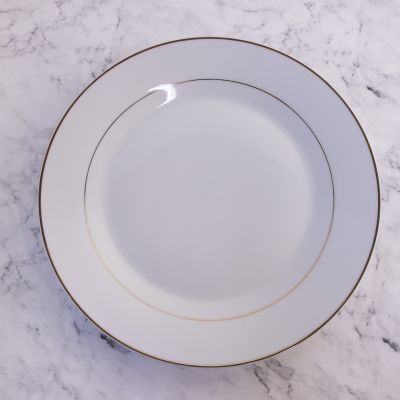 Image two of White w/Gold Band Place Plate White 12"