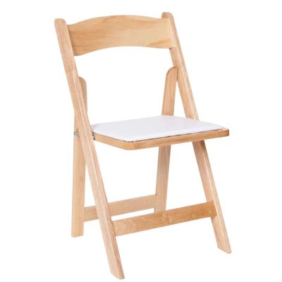 Image of Natural Wood Folding Chair With White Pad