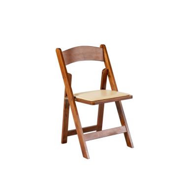 Image of Fruitwood Tan Seat Wood Folding Chair (Limited Quantities)