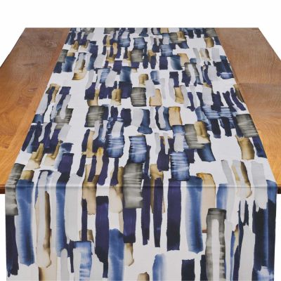 Image of Brushstroke Blue Table Runner