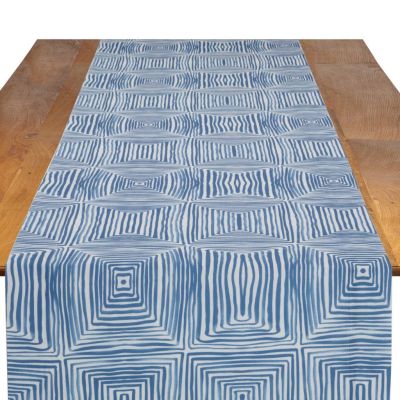Image of Brush Squares Blue Table Runner