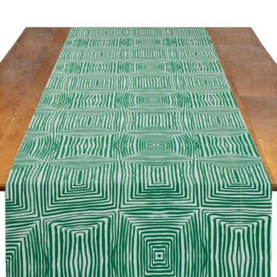 Image of Brush Squares Green Table Runner