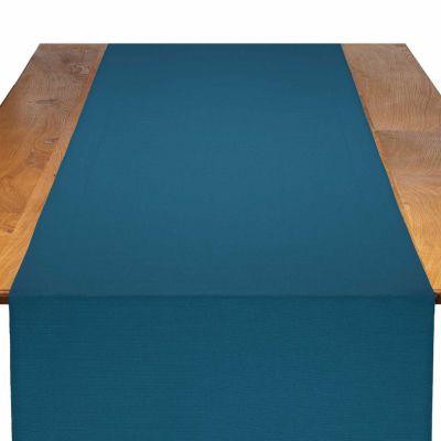 Image of Faille Peacock Blue Table Runner