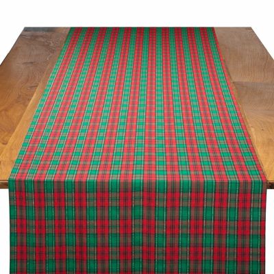 Image of Red Green Holiday Plaid Table Runner